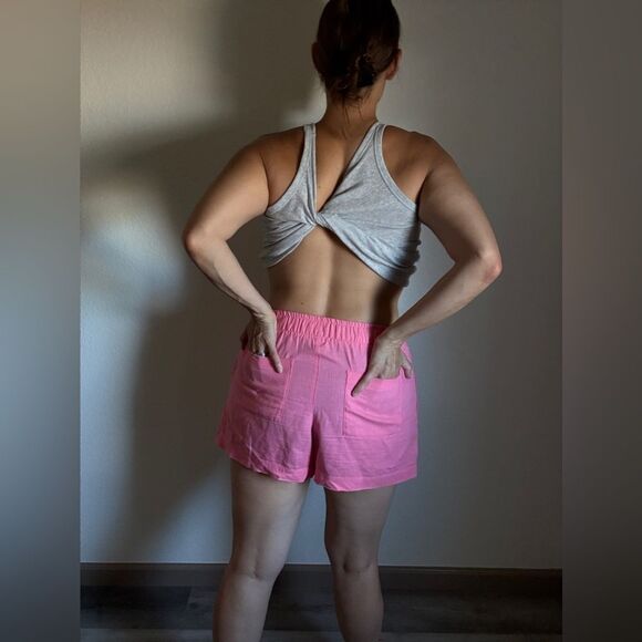 GAP High Rise Linen Shorts Bright Pink Comfy Weekend Small - Picture 3 of 8